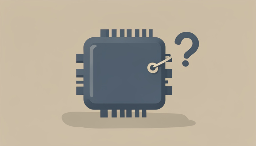 Illustration of a microchip with a glossy tag and a question mark beside it