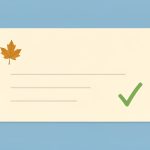 Illustration of a nearly blank hospital receipt with a maple leaf and a green checkmark