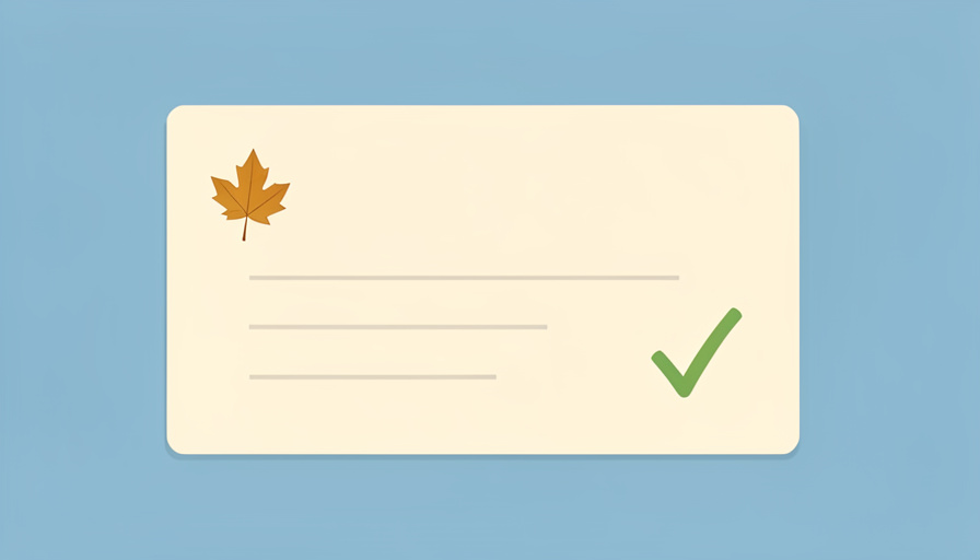 Illustration of a nearly blank hospital receipt with a maple leaf and a green checkmark