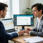 A small business owner reviewing an invoice spreadsheet on a laptop next to a payment dashboard showing a duplicate charge
