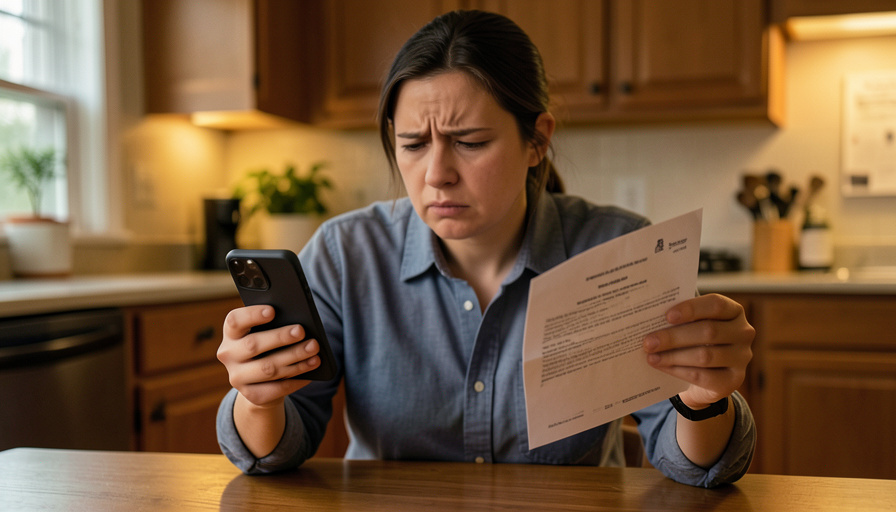 A person looking at a phone showing a subscription pause screen while a bank statement shows a charge went through